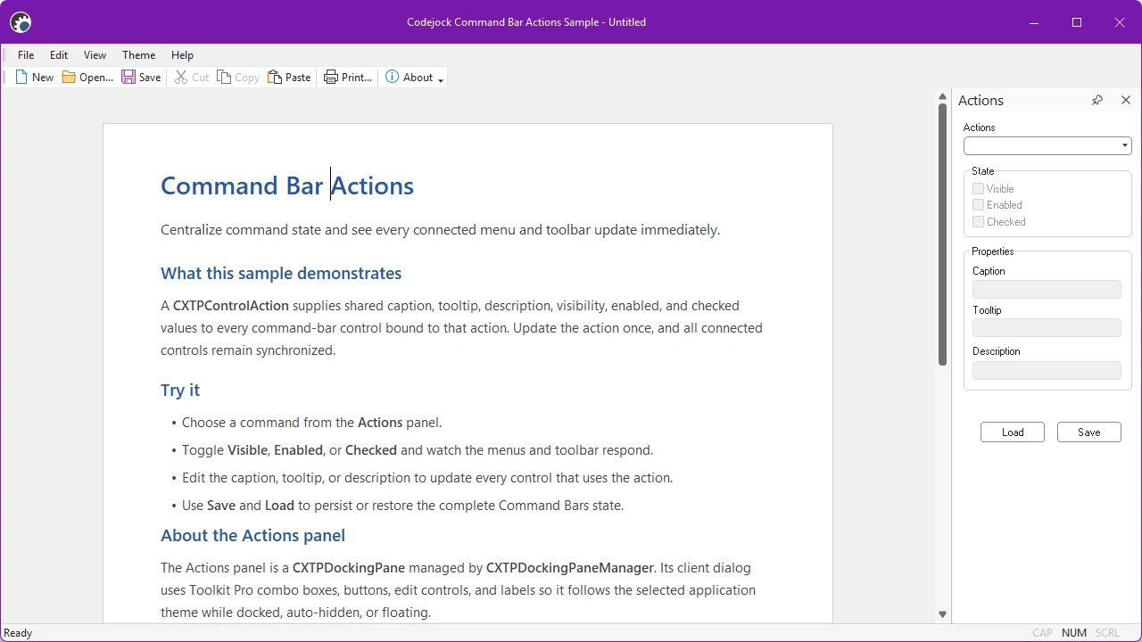 Command Bar Actions