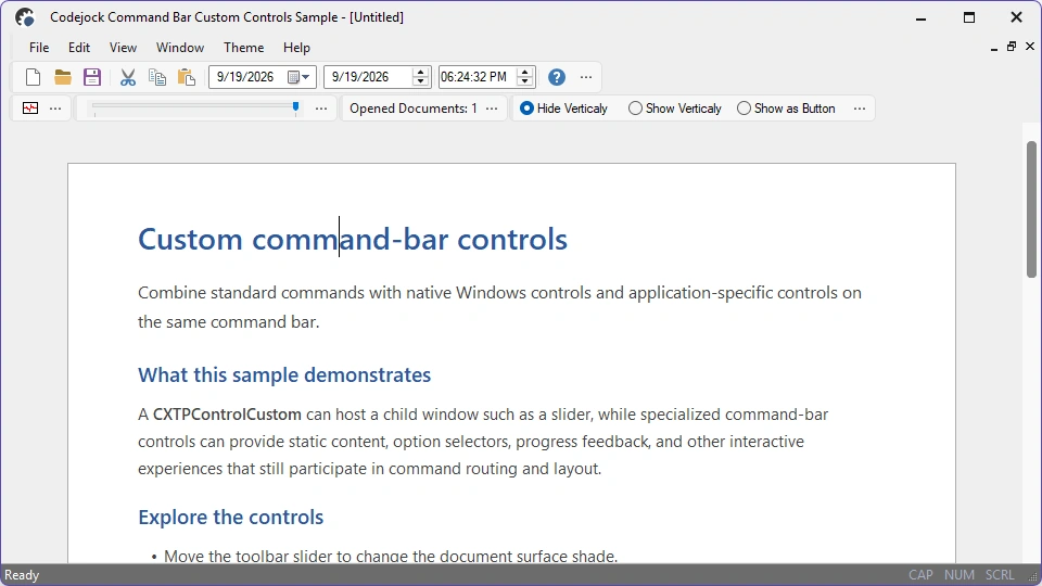 Command Bar Custom Controls