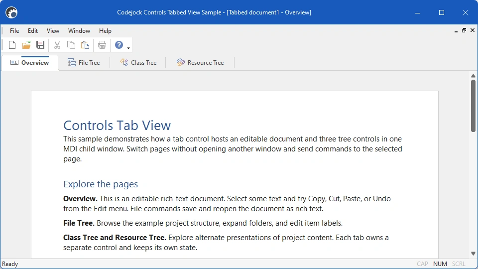 Controls Tabbed View