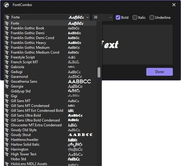 Font Combo Box