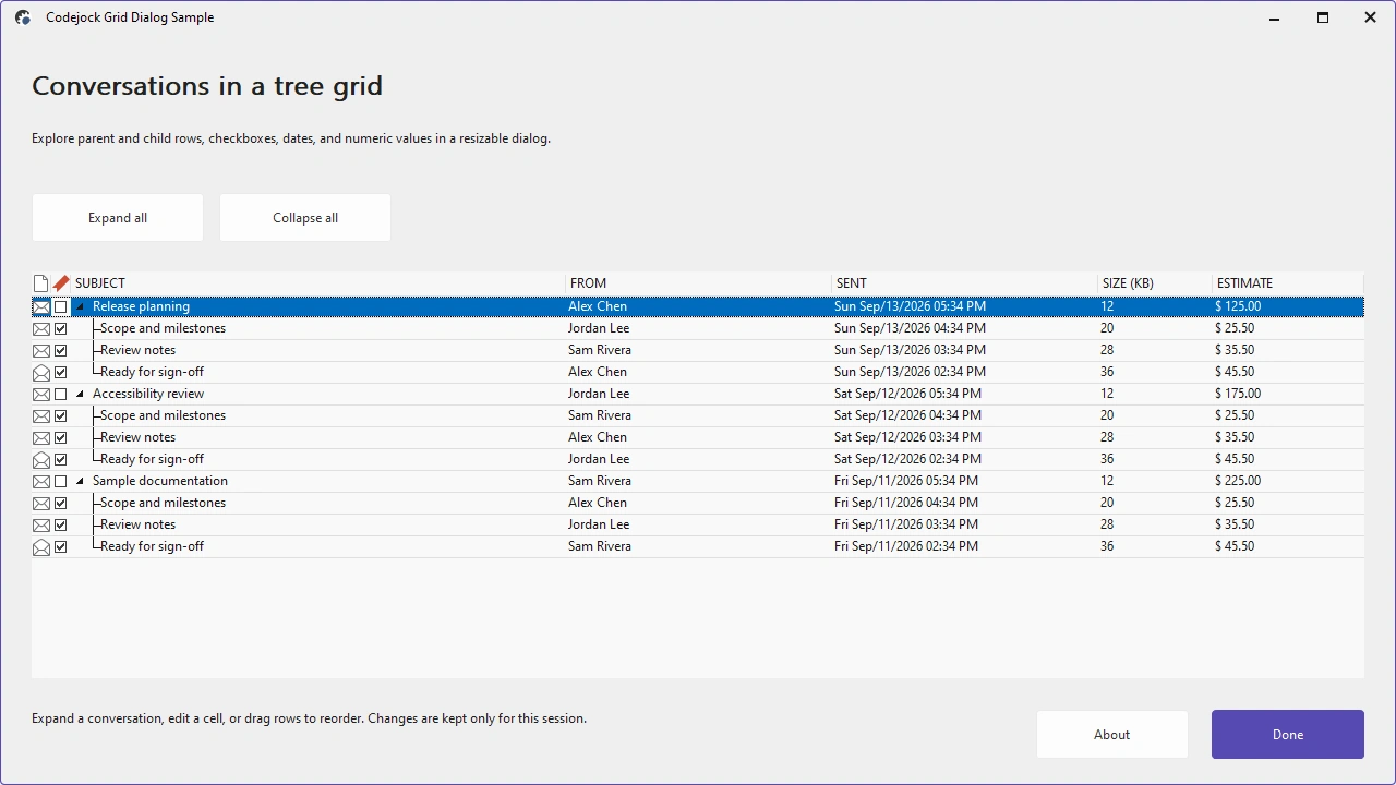 Grid Dialog