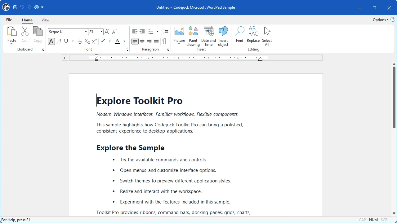 WordPad GUI