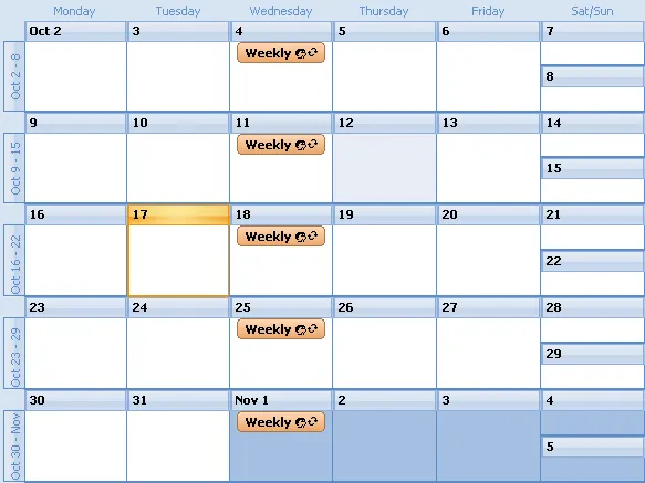 Weekly Appointment example