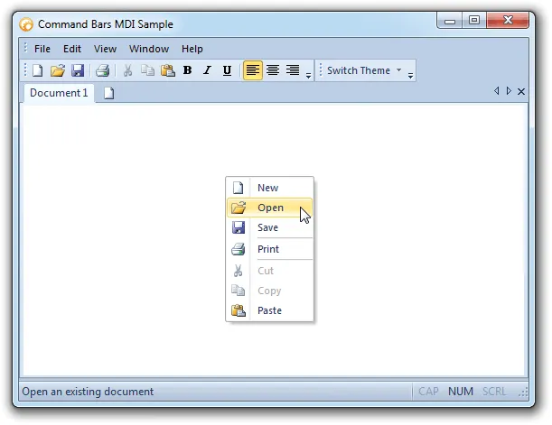 Popup Context Menus example