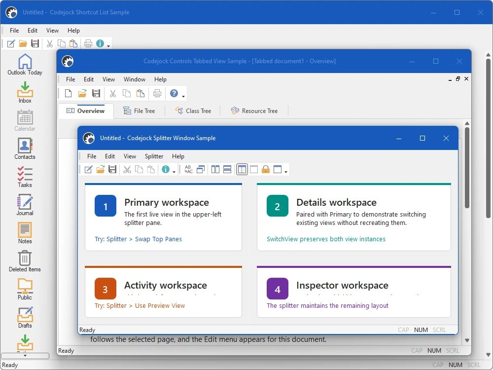 Tabbed application interface with multiple document views
