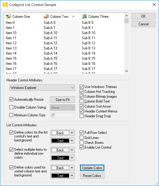 List Control showcase