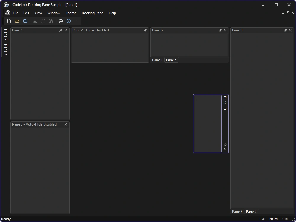 Docking Pane using the Visual Studio 2026 Dark theme