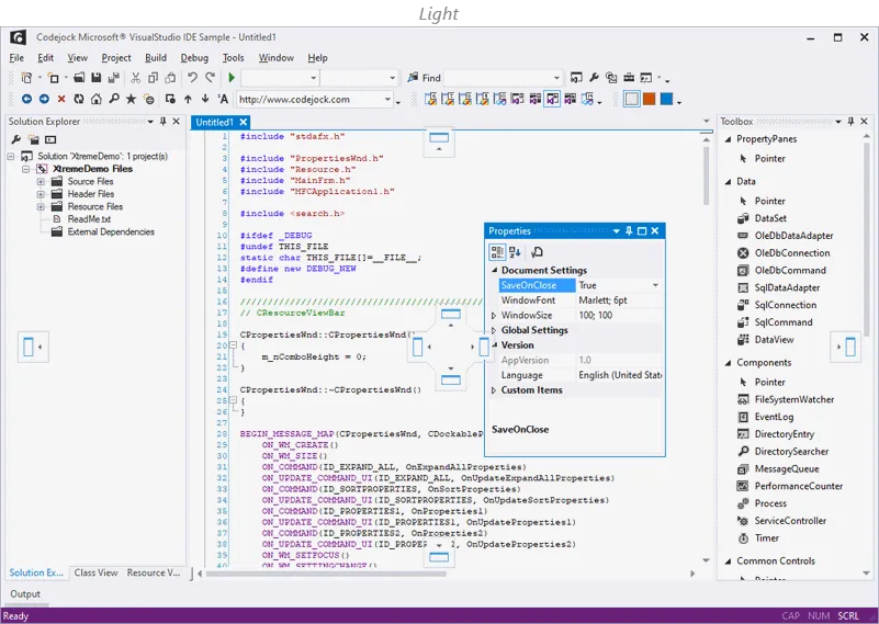 Visual Studio 2015 Style Theme Support preview