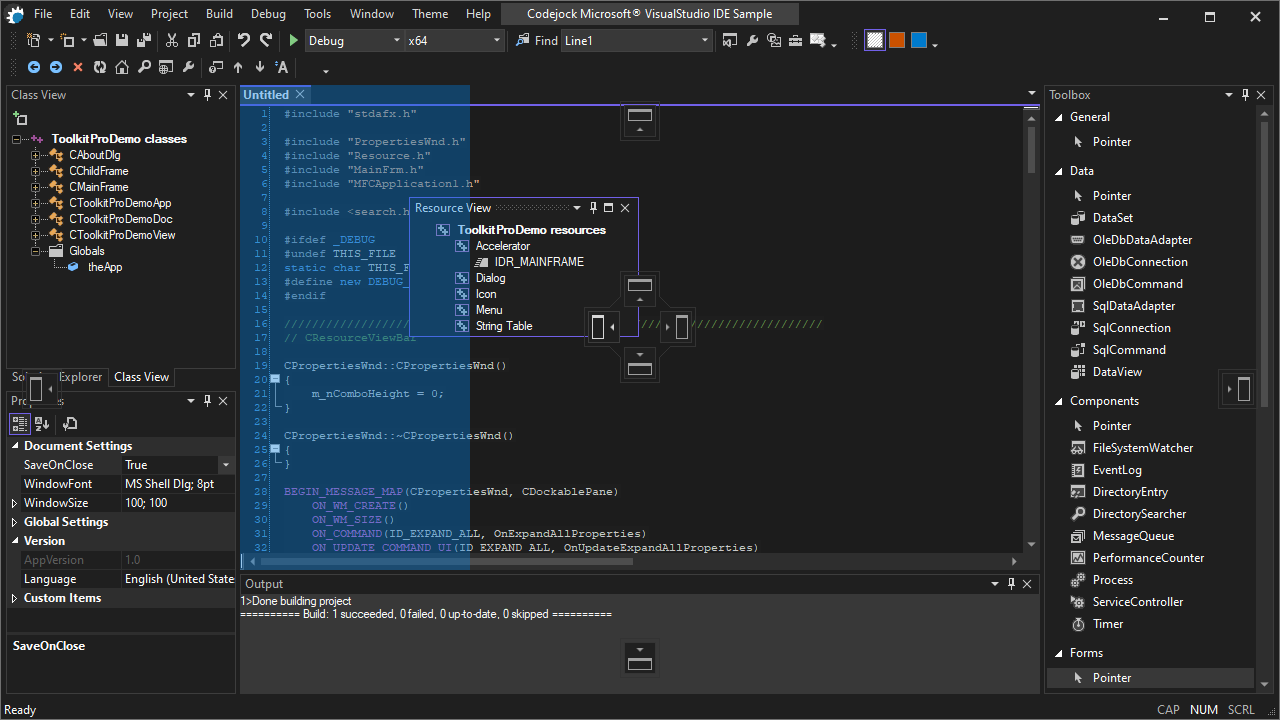 Docking Pane sample workspace layout