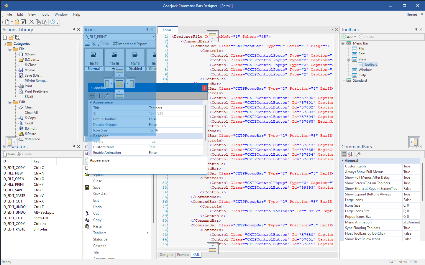 Theme-aware docking pane interface with Visual Studio-style layout