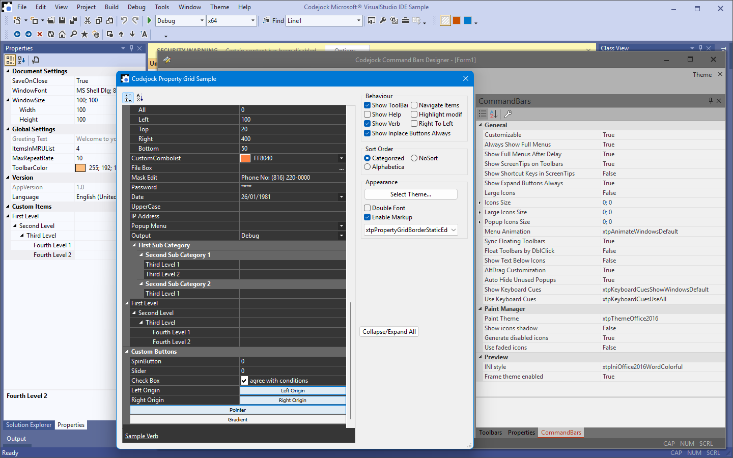 Property Grid with categorized and hierarchical property editing