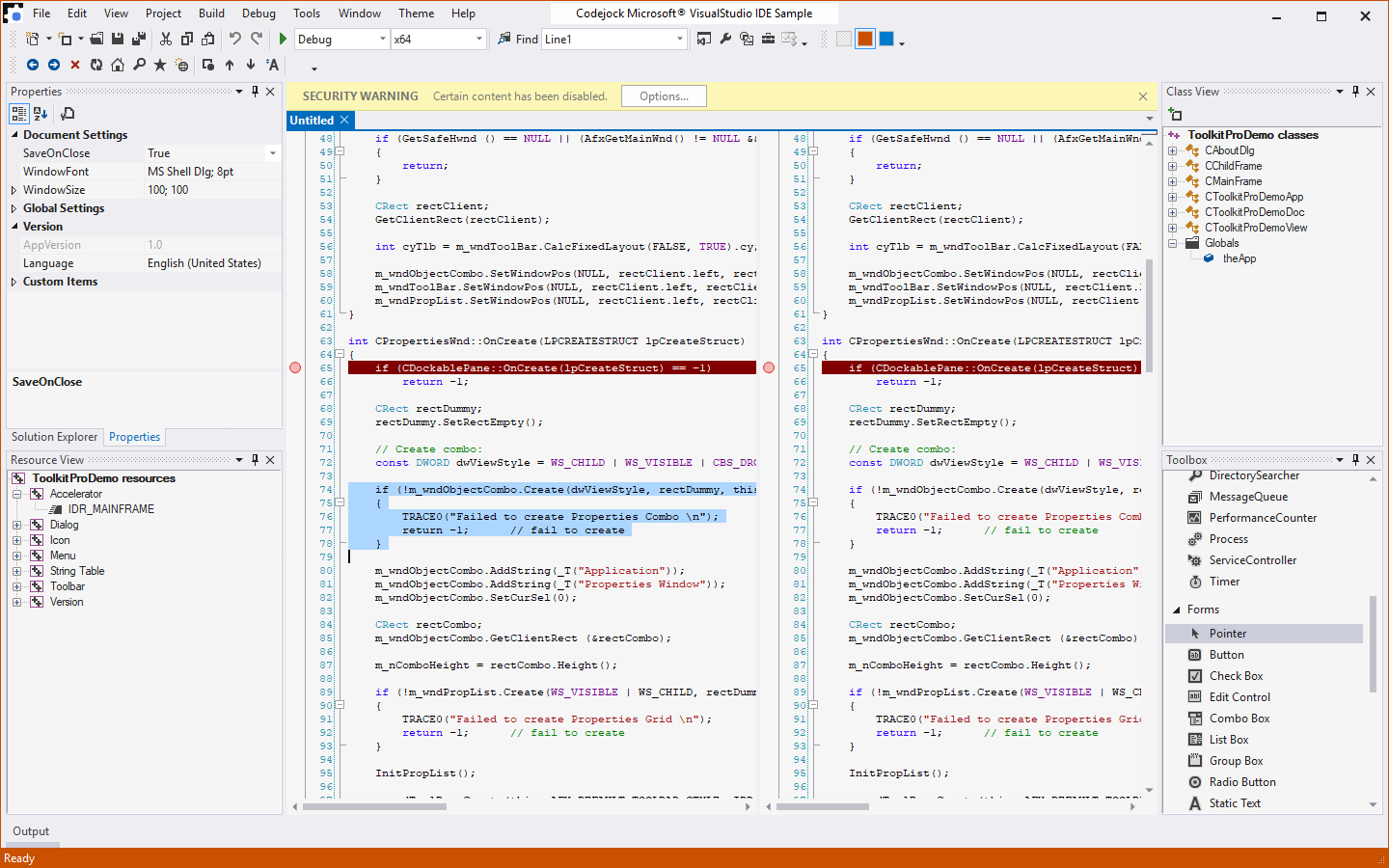 Syntax Edit control with IDE-style code editing, split views, breakpoints, and syntax highlighting