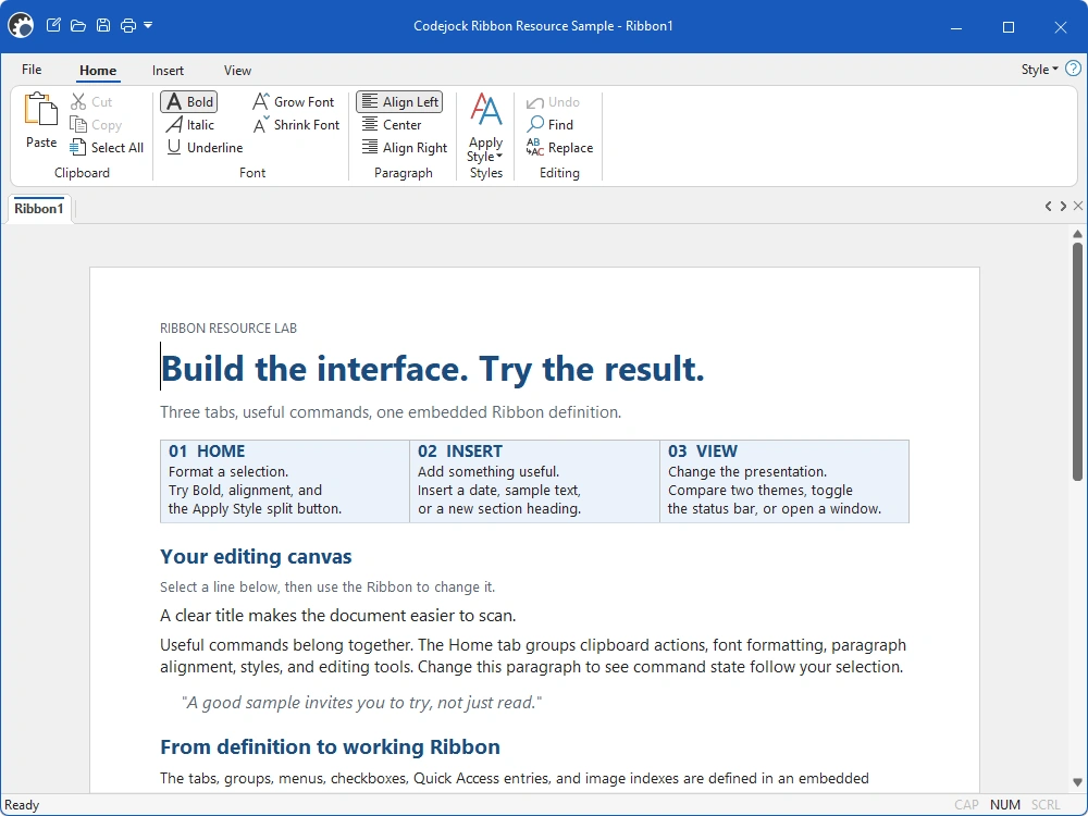 Ribbon application controls and backstage composition