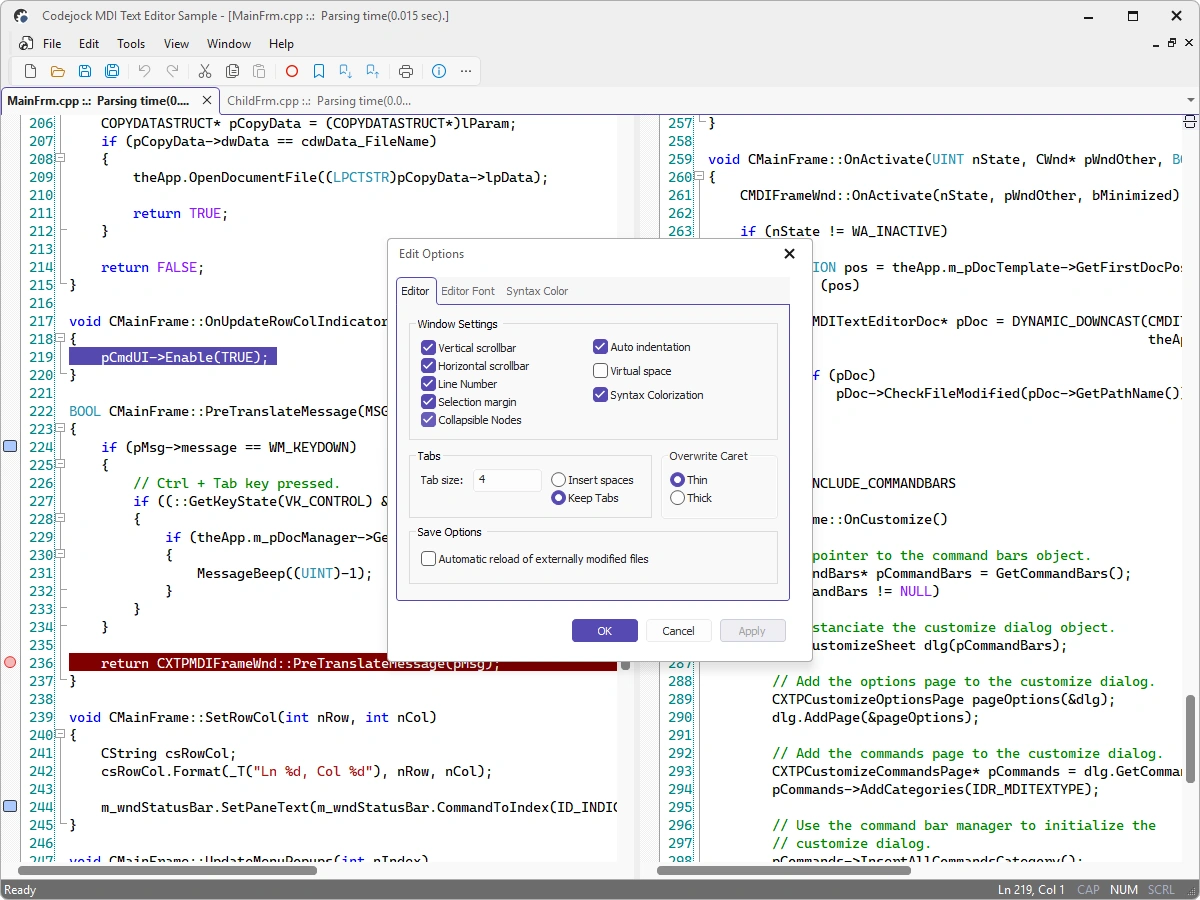 Syntax Edit and code editing feature overview