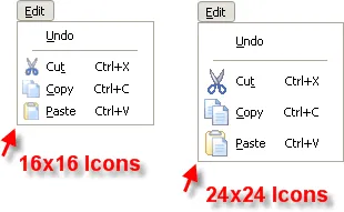 16x16 and 24x24 icons