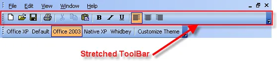 Toolbar with hidden buttons