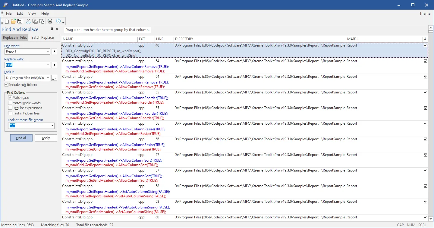 Report to Grid renaming in Grep