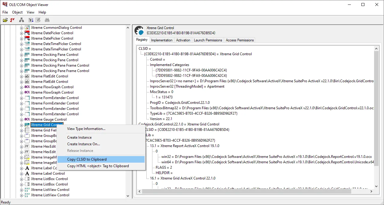 Grid Control in OleView