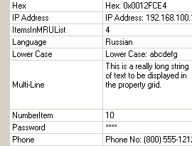 Multi-line property grid items
