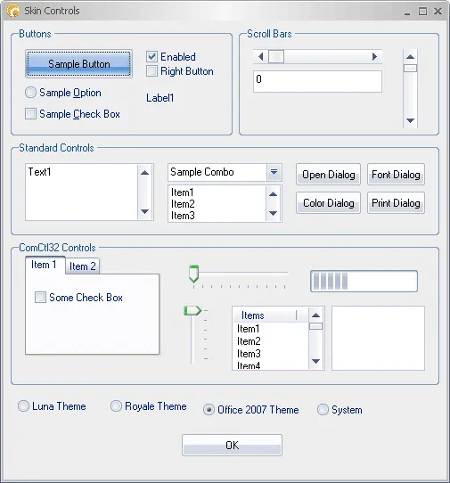 Skin Controls