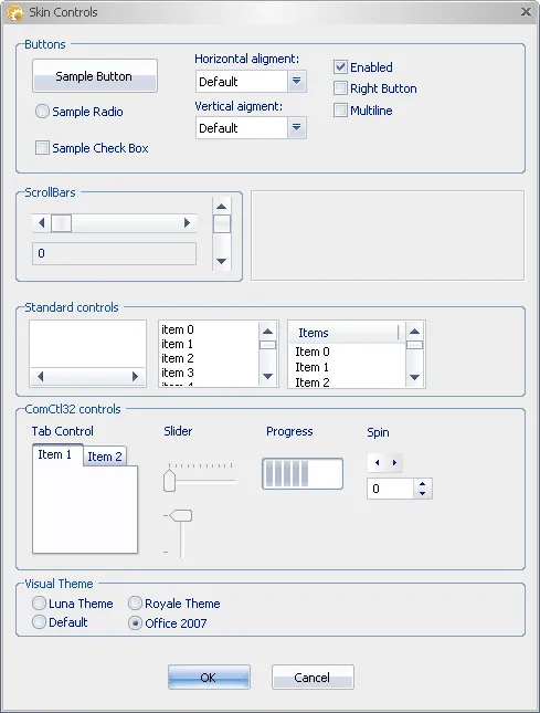 Skin Controls